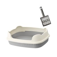 Ioensy - Caja De Arena Para Gatos, Lavabo Para Gatos De Interior, Resistente A Prueba De Salpicaduras, Entrada Baja, Gris