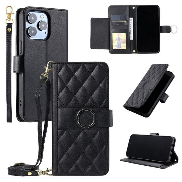 Funda tipo billetera FOXDOCK para iPhone 14 Pro – Tapa abatible con correa para mujer