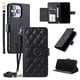 thumbnail image 1 of Funda tipo billetera FOXDOCK para iPhone 14 Pro – Tapa abatible con correa para mujer, 1 of 5