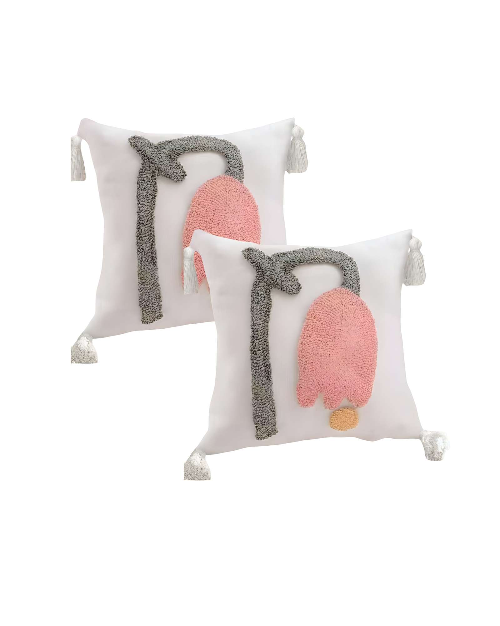 Genérico - Set De 2 Fundas De Cojin Tufting 45X45 Cm Blanco 03