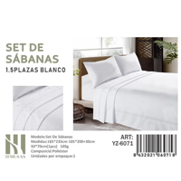 Tecnocasa - Set De Sabanas Plaza Y Media Color Blanco 200 Hilos + 1 Funda De Almohada