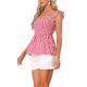 thumbnail image 4 of INSPIRE CHIC Blusa de Cuadros con Peplum para Mujer de Regreso a Clases Cuello Cuadrado Sin Mangas Verano M Rojo, 4 of 6