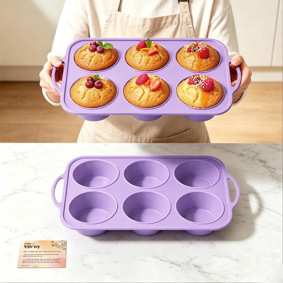 Molde de Muffin Jumbo Vnray 38 cm – Pack de 2 de Silicona Antiadherente