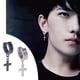 thumbnail image 2 of Pendientes magnéticos de acero inoxidable, sin perforaciones, para hombres y mujeres, con forma de cruz, unisex., 2 of 7