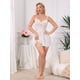 thumbnail image 2 of INSPIRE CHIC Lencería de Encaje para Mujeres Malla Transparente Camisón con Liguero XL Blanco, 2 of 5