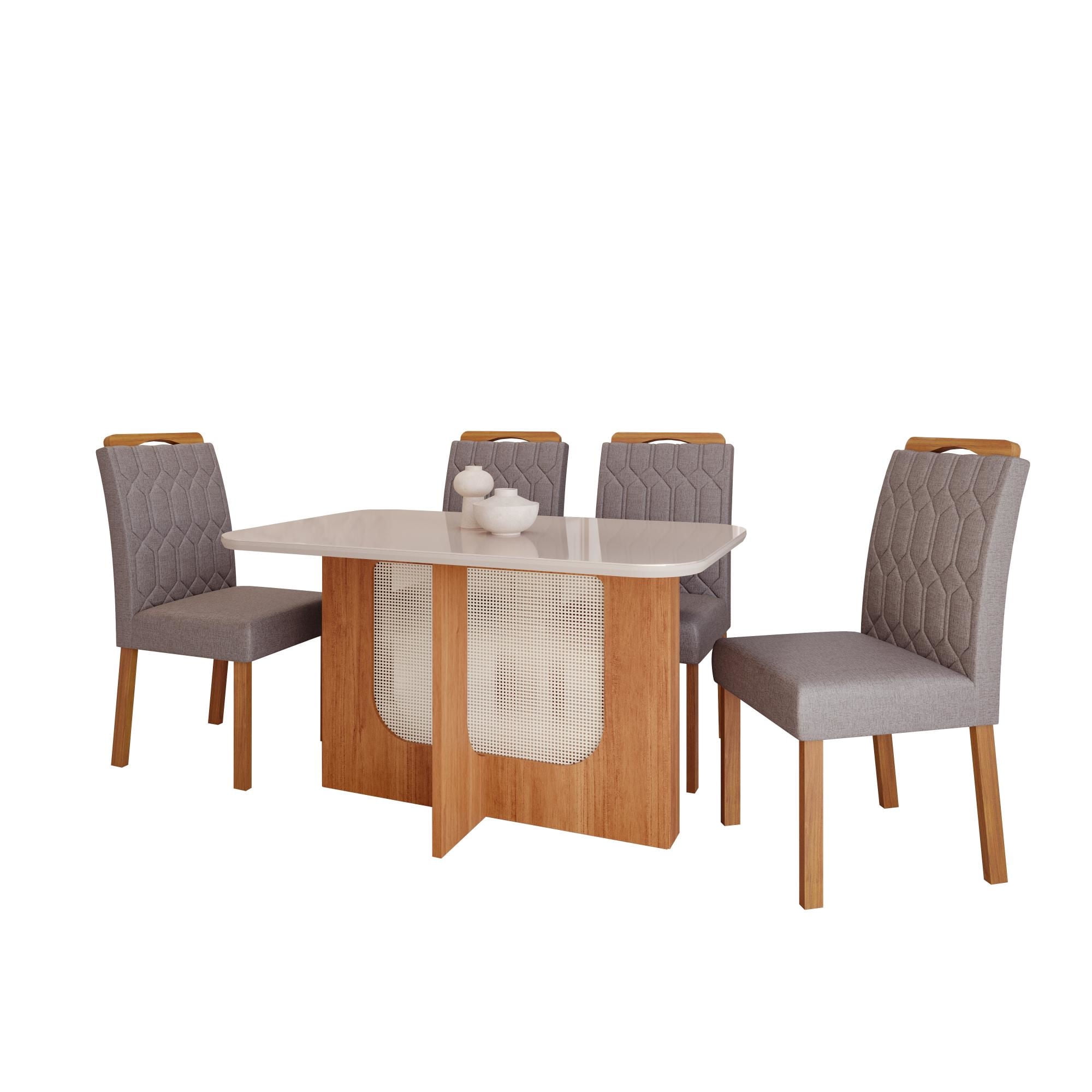 Decocasa - Comedor Louise 130 Cm + 4 Sillas Paola Gris