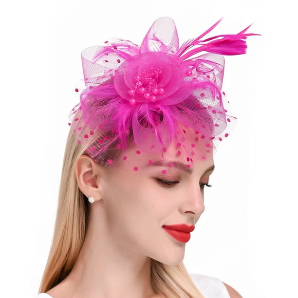 Elegant Fascinators Hat for Women - Perfect for Tea Parties, Kentucky Derby, Weddings, and Cocktail Parties - Features Mesh, Feathers, and Flower Decorations