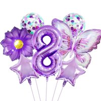 Set De Globos Morados Jnnimtrdae Para 8º Cumpleaños