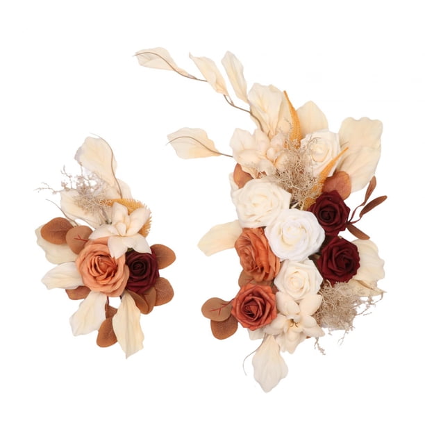 2 piezas arco de boda flor centro de mesa guirnalda rústica puerta decorativa corona hecha a mano colgante Floral Artificial Swag para el hogar telón I