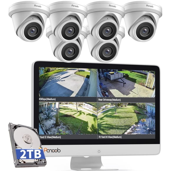 Sistema de cámara de seguridad PANOOB 8CH 8MP NVR con 2 TB 6 Dome 5MP