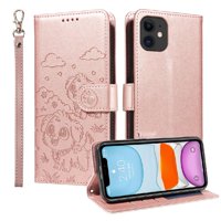Funda Billetera Foxdock Compatible Con Iphone 11 , Diseño Perrito Tierno, Ranuras Para Tarjetas Y Soporte Plegable