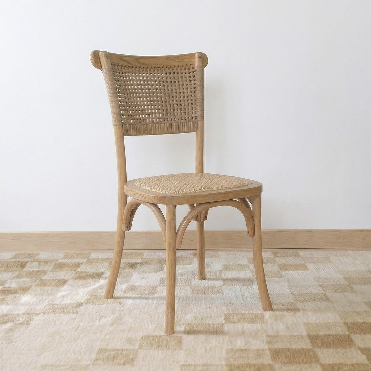 Silla Crossback Tejida Madera Rattan Natural Venhoouse