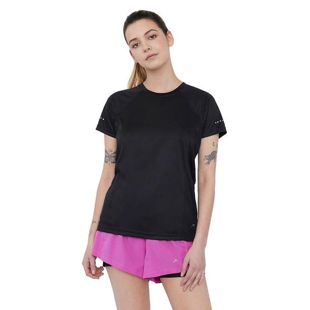Polera Mujer Deportiva Poliéster R-Neck Negro Corona