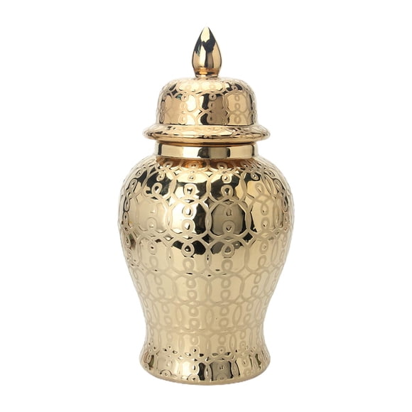 Tarro De Jengibre Con Tapas, Arreglo Floral De Almacenamiento Para Centro De Mesa De Boda En Casa, Dorado