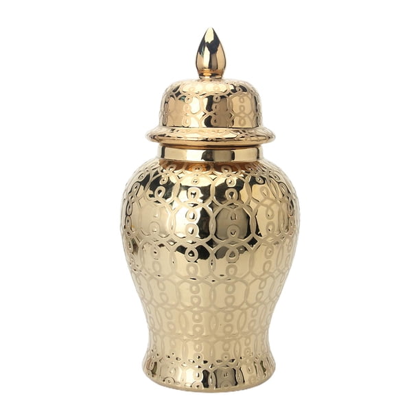 Tarro De Jengibre Con Tapas, Arreglo Floral De Almacenamiento Para Centro De Mesa De Boda En Casa, Dorado