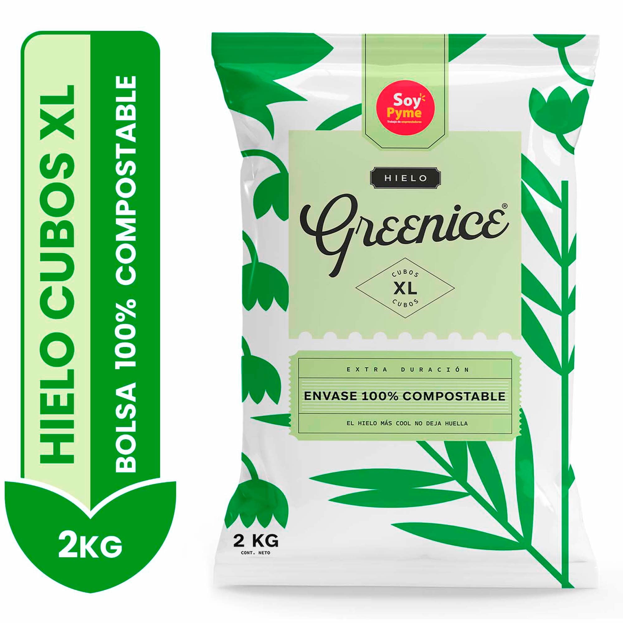 Hielo En Cubos De Larga Duración Bolsa 2 kg Greenice