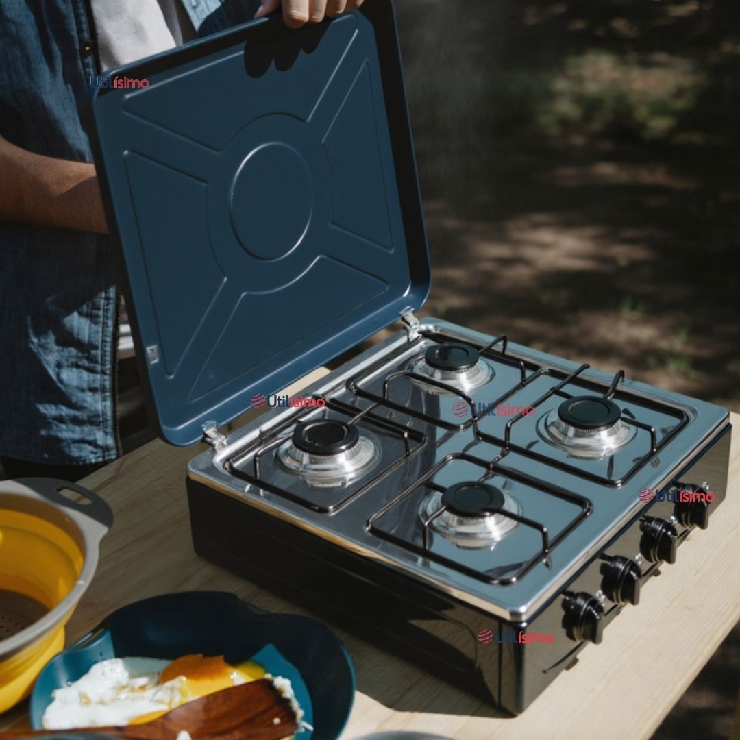 Line - Cocina Encimera A Gas Licuado 4 Platos Premium Negro