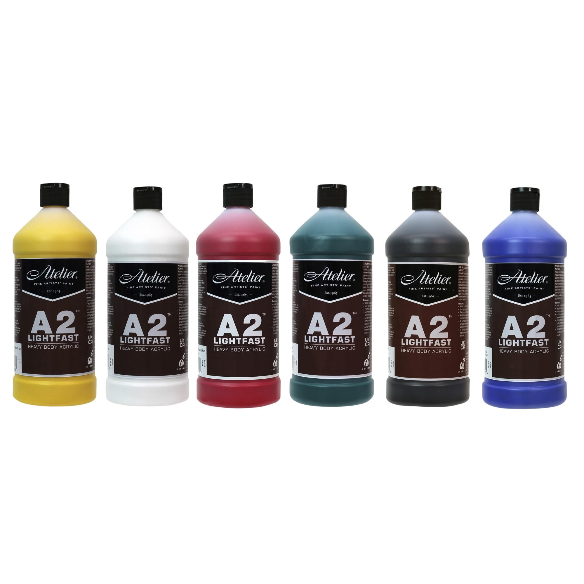 Set De 6 Pinturas Acrílicas Chroma A2 Lightfast Heavy Body De 1 Litro