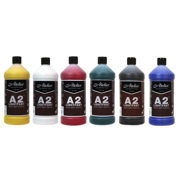 Set de 6 pinturas acrílicas Chroma A2 Lightfast Heavy Body de 1 litro