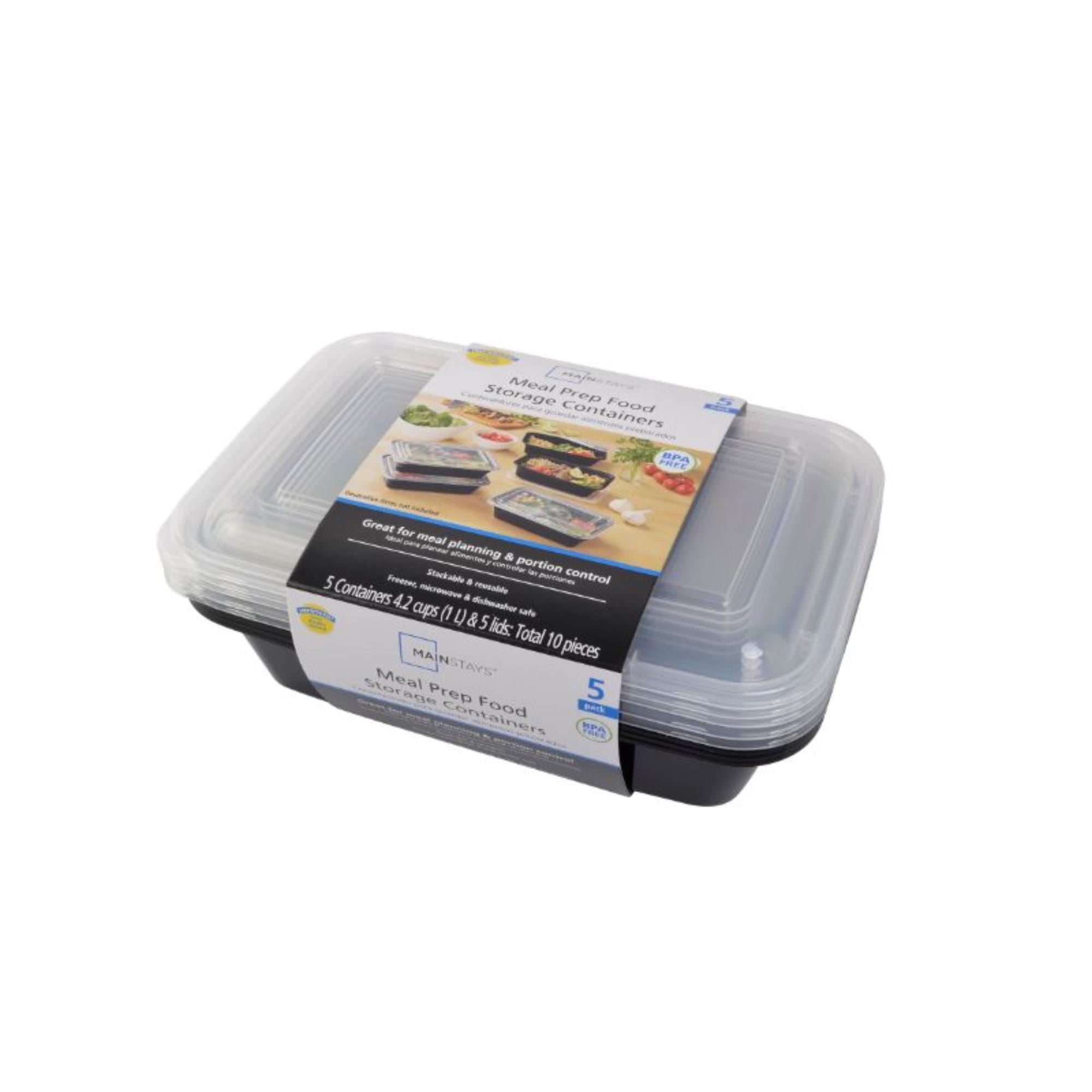 Set De Contenedor Meal Prep 1L Plástico 5 Piezas Negro