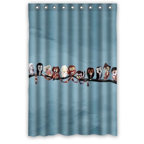Cortina de ducha de búho, juego de cortinas de baño con ganchos, tamaño 48 x 72 pulgadas