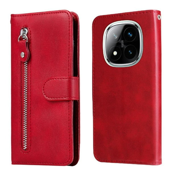 Funda con Cremallera para Xiaomi Redmi Note 14 Pro 5G, Carcasa Cartera de Cuero PU con Soporte y Tarjetero