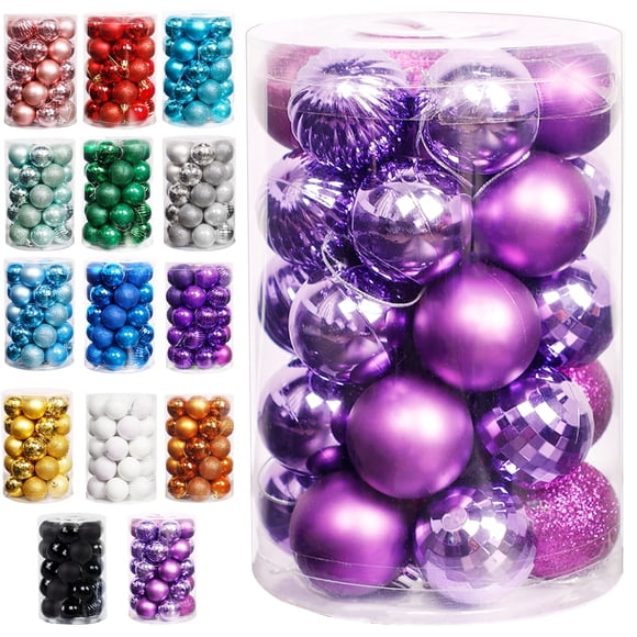 Adornos colgantes navideños Lulu Home 34 bolas moradas de 4 cm