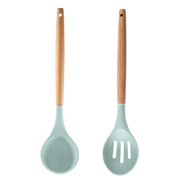Juego de utensilios de cocina de 2 piezas, de madera, fáciles de limpiar, antiadherentes.