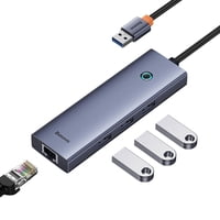 Adaptador Hub 4 En 1 Usb A 3 Puertos Usb 3.0 + Ethernet Rj45 - Baseus Ultrajoy Series - Gris Espacial