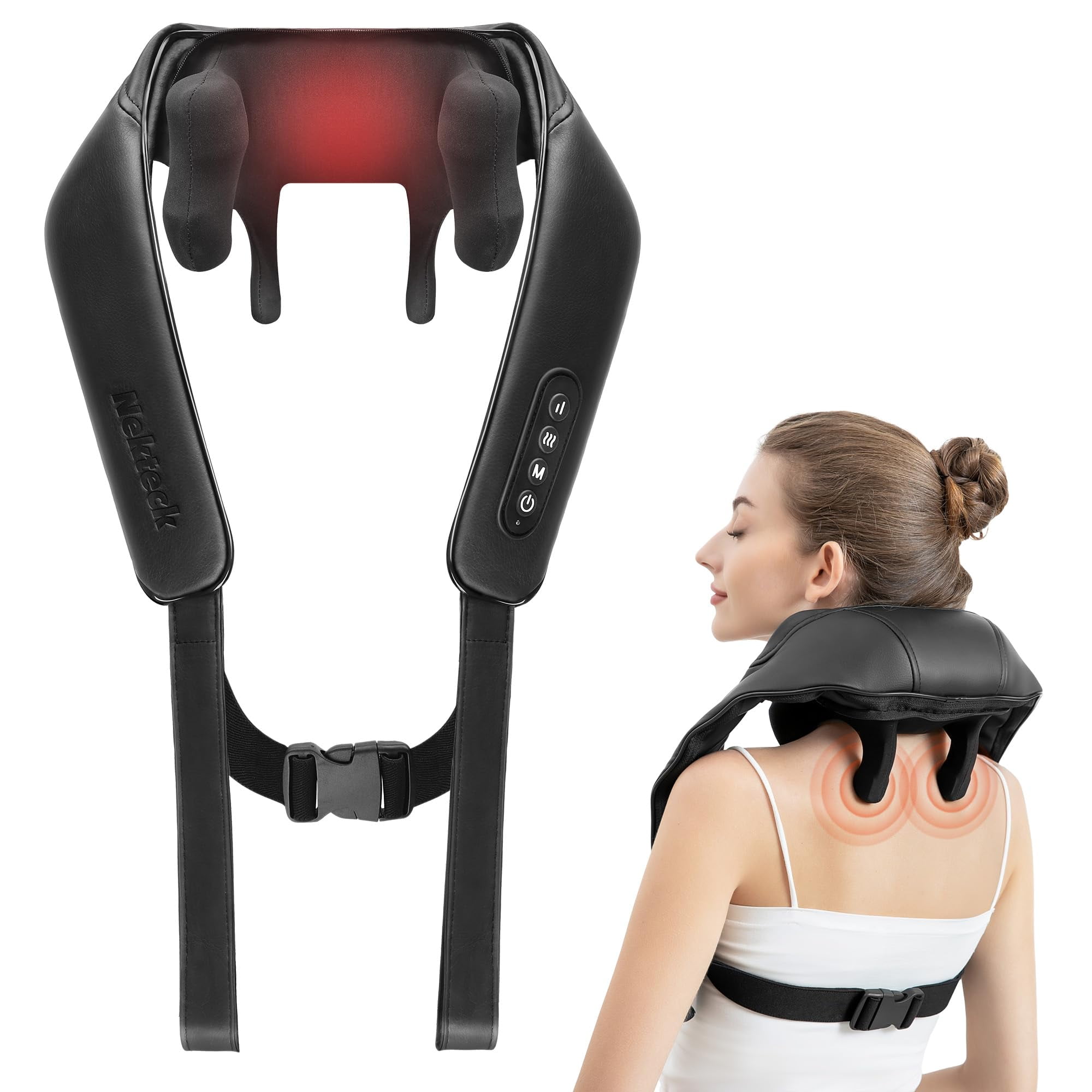 Masajeador De Cuello Nekteck 6d Shiatsu Con Calor Para El Dolor De Cuello Y Espalda