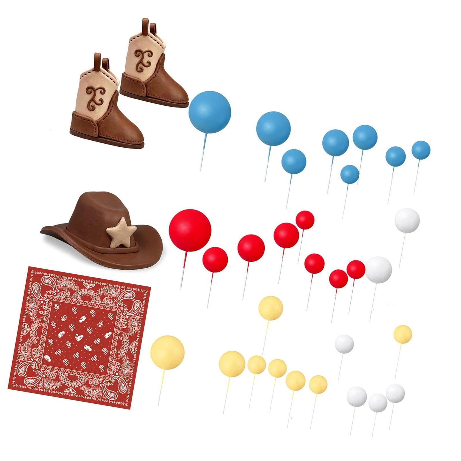 Magideal - 31 Adornos Para Tartas De Vaquero, Adornos Para Cupcakes, Artículos Para Fiestas, Decoraciones Para Tartas, Sombrero Y Bota Para Despedidas De Rojo