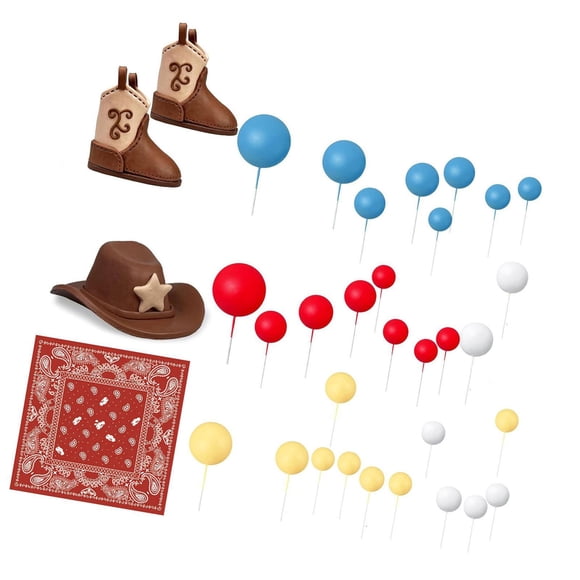 31 Adornos para Tartas de Vaquero, Adornos para Cupcakes, Artículos para Fiestas, Decoraciones para Tartas, Sombrero Y Bota para Despedidas de rojo