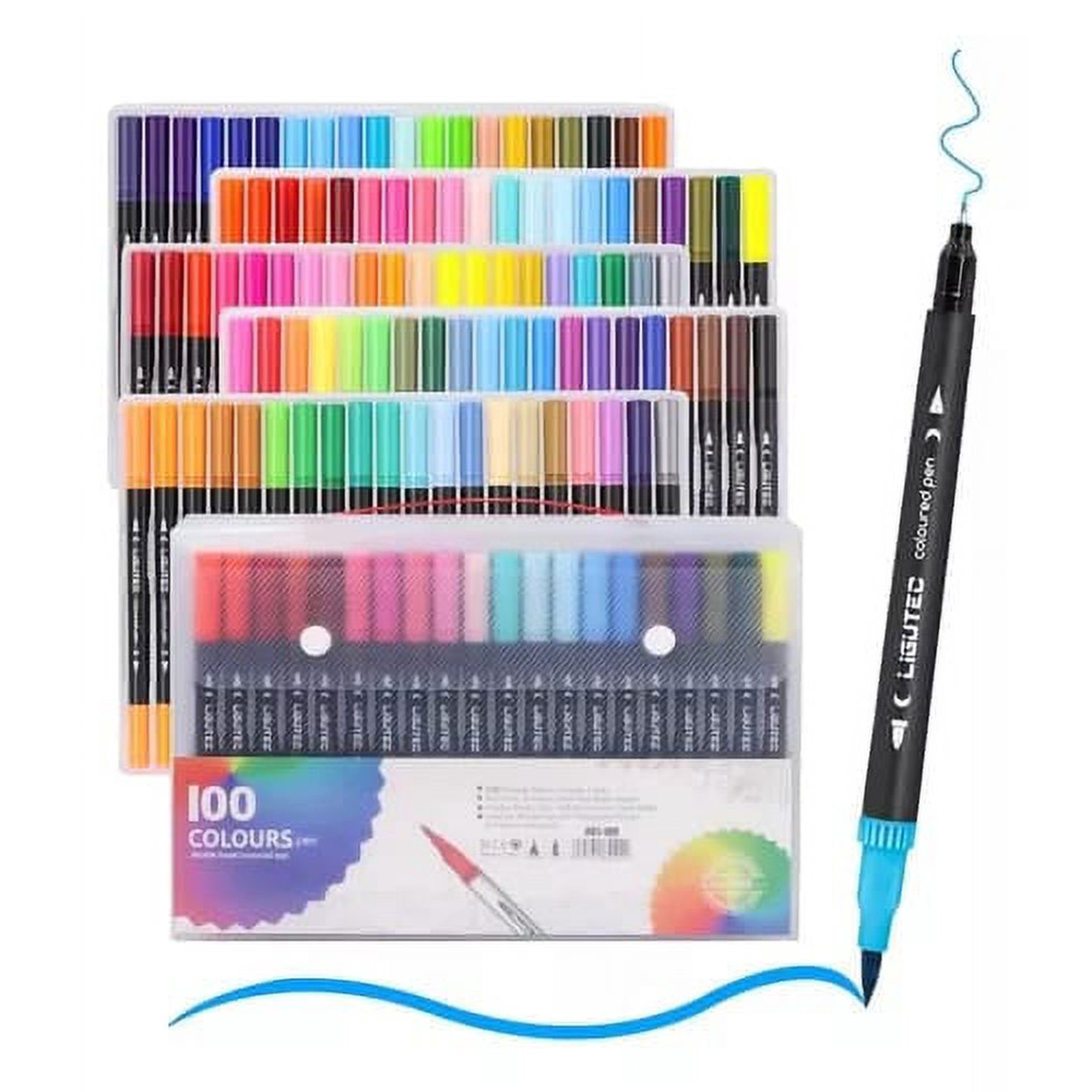 Partyglobos - Lettering 100 Colores Dual Tipbrush Pens Plumon Doble Pincel