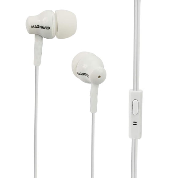 Auriculares Magnavox MHP4851-WH con micrófono en blanco