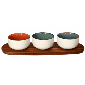 Danny Home - Set Picoteo Tabla + 3 Pocillos Multiuso Para Servir
