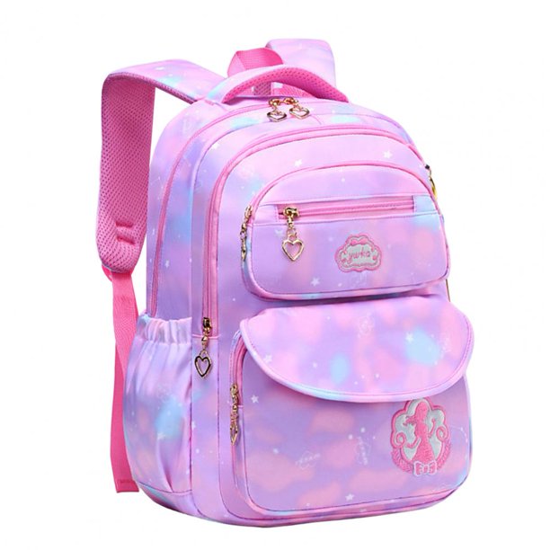 6-12 Years Girls Schoolbag Gradient Color Print Large Capacity Multi-pockets Primary School Kids Students Bookbag School Supply