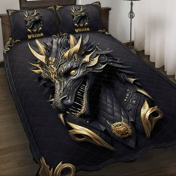 Love Dragons - Juego de edredón personalizado Dragón