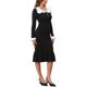 thumbnail image 4 of INSPIRE CHIC Vestido de Punto para Mujer Bodycon de Noche Fiesta de Cóctel Cuello con Solapa Vestido Midi de Manga Larga con Cola de Sirena M Negro, 4 of 6