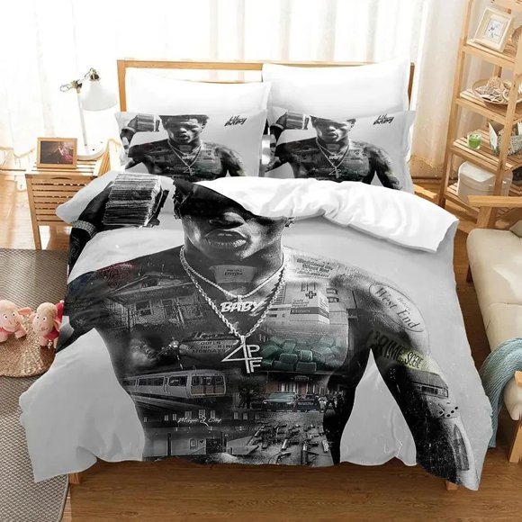x2428 Bed SheetsRapper lil baby Bedding Set Boys Girls Twin Size Duvet Cover Pillowcase Bed Boys Adult Fashion Home Textileextile 3-Piece Bedding Set (1 Duvet Cover + 2 Pillow Shams) nj2428