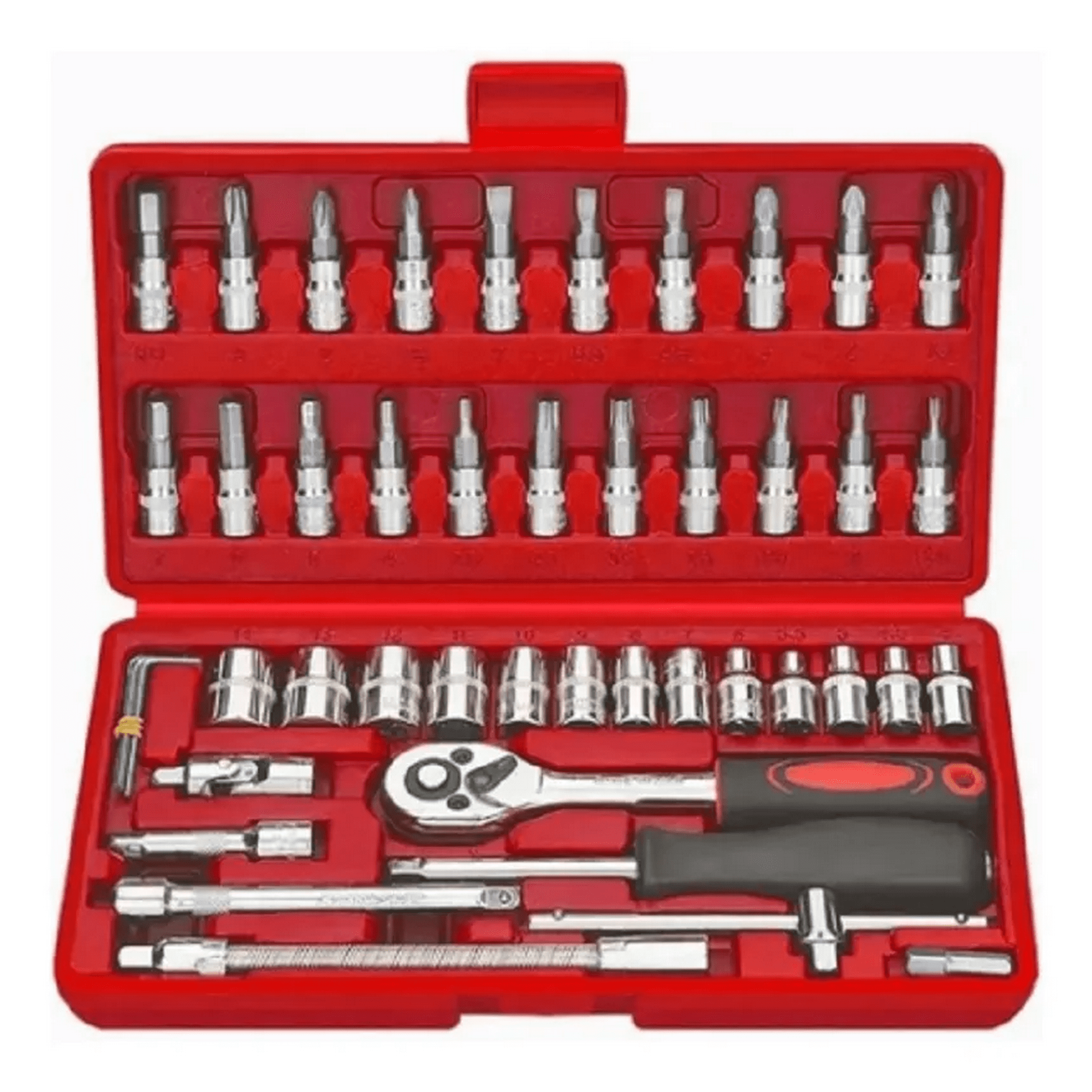 Genérico - Juego De Herramientas Mecánicas Dados Llaves Acero 46 Pcs