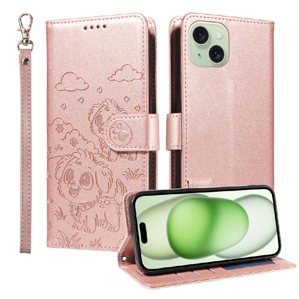 Funda Billetera Foxdock Compatible Con Iphone 15, Diseño Perrito Tierno, Ranuras Para Tarjetas Y Soporte Plegable