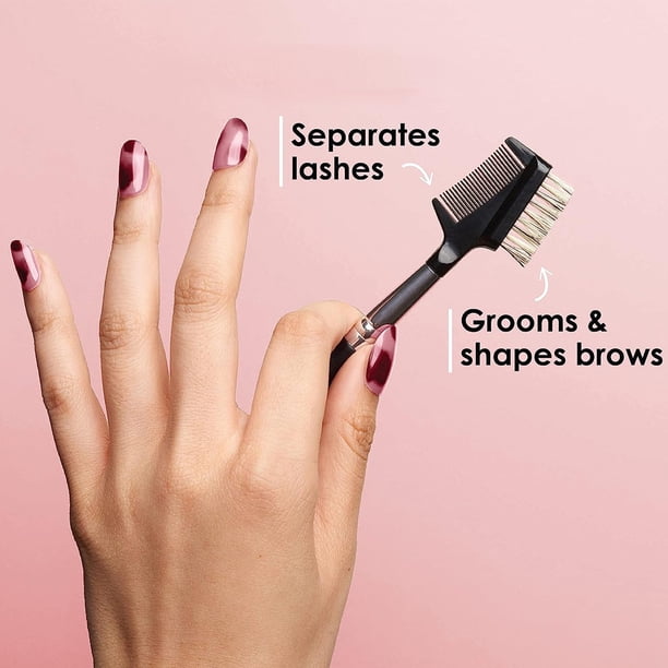 Moldeador de cejas y pestañas con 3 cepillos diferentes para separar las pestañas, eliminar grumos de rímel y peinar y dar forma a las cejas.