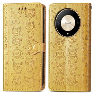 Funda Cartera Foxdock Para Honor X9B , Flip Pu Con Relieve De Gatos Y Perros, Tarjetero Y Soporte