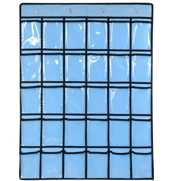 Organizador de bolsillo para el aula, soporte para calculadoras y teléfonos celulares, 9/20/30/36 bolsillos transparentes, soporte para calculadoras y teléfonos celulares, para colgar en la pared o en