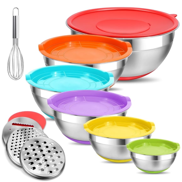 Juego de 10 Piezas de Bowl para Mezclar Eallpha con Tapa de Acero Inoxidable