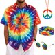 thumbnail image 1 of Conjunto de Disfraz Bombline Hippie años 70, 80 y 90 para Hombre, 4 Piezas, 1 of 6