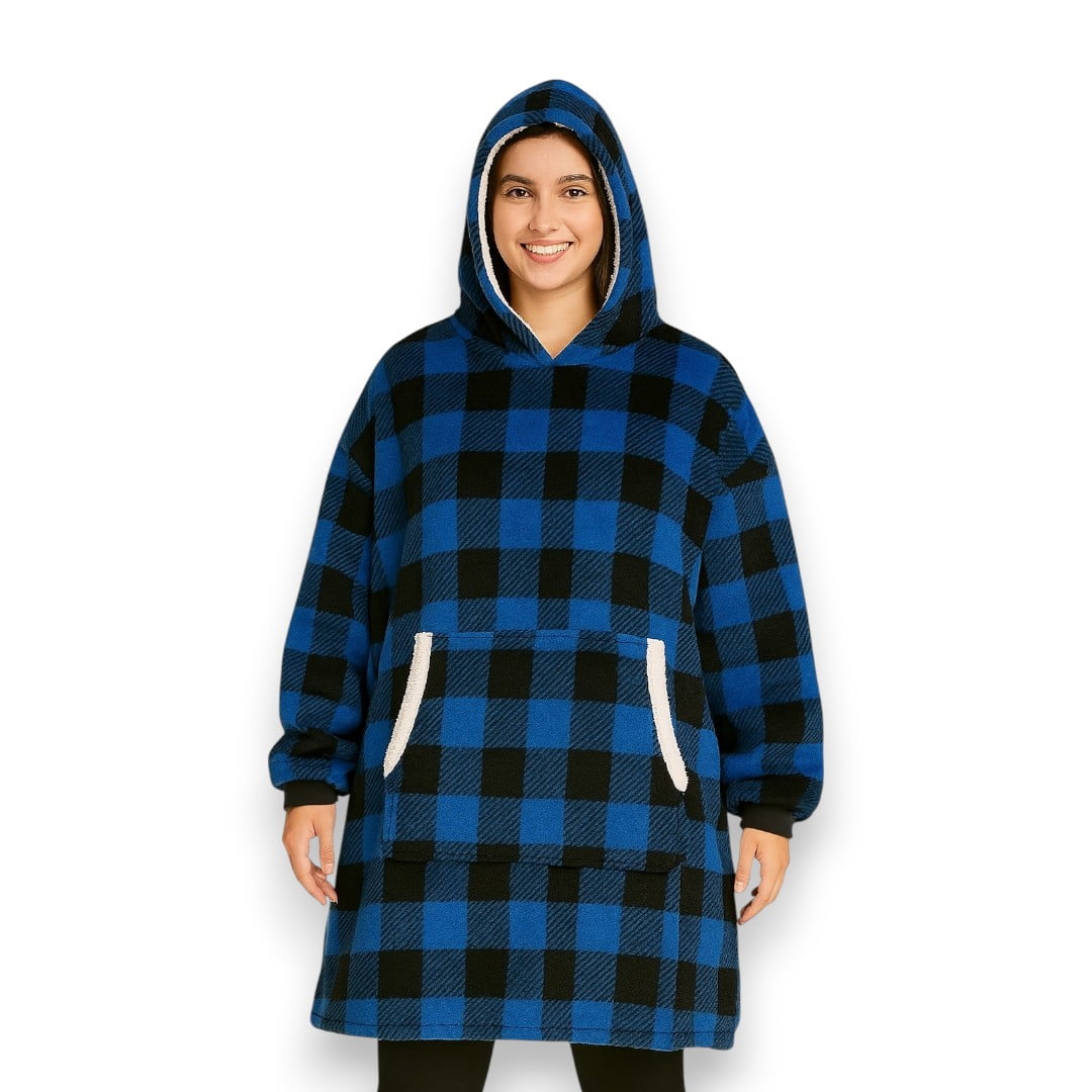 Genérico - Poleron Sherpa Bata Polar Oversize Peludo Manta Frazada Poleron Cuadros