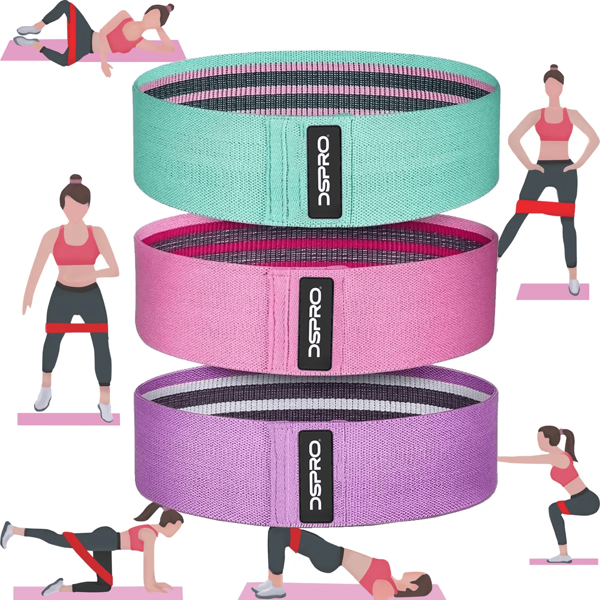 Movi - Set De Bandas De Resistencia Para Ejercicios De Glúteos Y Piernas