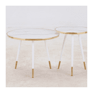 Casa Pagoda - Juego De Mesa Doble Redonda De Centro Moderna Auxiliar Blanca