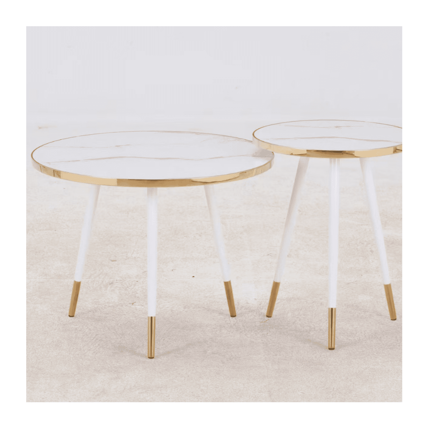 Click Ventas - Juego De Mesa Doble Redonda De Centro Moderna Auxiliar Blanca